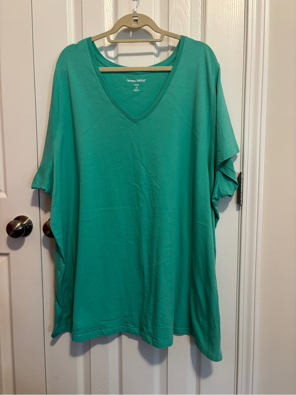 Woman Within Waterfall V-Neck Short Sleeve Top